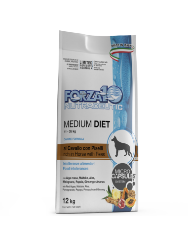 f10 dog diet 12kg medium cavallo e piselli 0110312