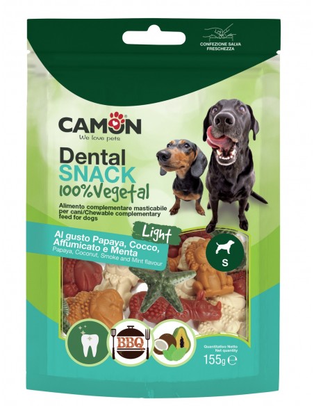 cam ae365/a snack dog dental animal vegetal s light 157gr, papaya, cocco, affumicato e menta
