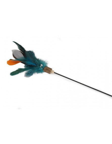 camon gioco per gatti cannetta con piume manico