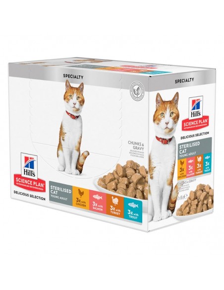 hills cat multipack 12x85gr sterilised young adult 10+2 omaggio 604888