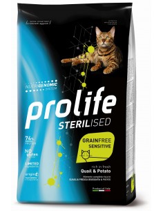 prolife cat adult 400gr sterilised sensitive grain free quail&potato