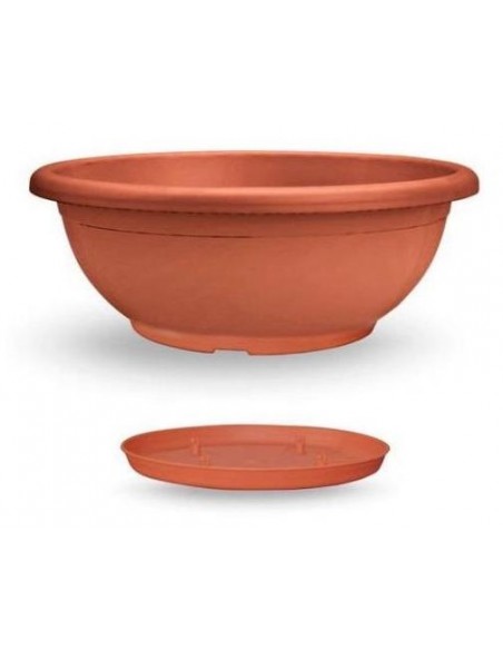 veca ciotola naxos 50cm con sottovaso ad incastro terracotta