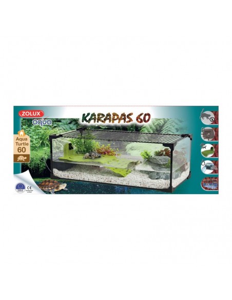 zolux tartarughiera karapas aqua 60 nera 25 lt 60,5x30,5x25,5cm  309505