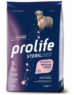 prolife dog sterilised sensitive adult medium/large 2,5kg pork&rice zpd.35003