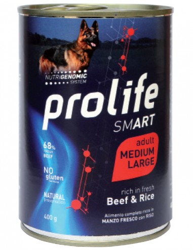 prolife dog smart adult medium/large 800gr beef&rice zpu.39360