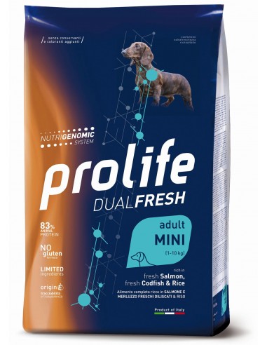 prolife dog dual fresh adult mini 600gr salmon/codfish&rice zpd.34877