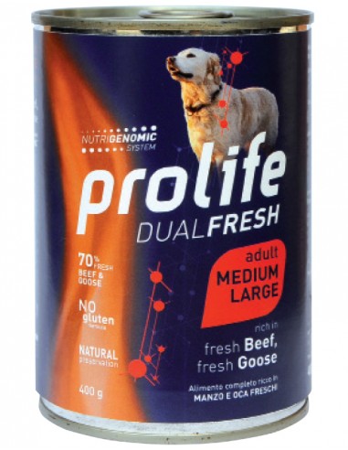 prolife dog dualfresh adult medium/large 400gr beef&goose zpu.39483