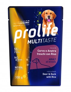 prolife dog adult multitaste busta 300gr cervo anatra riso ananas zcu.26513