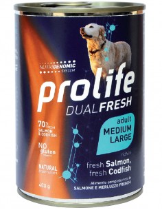 prolife dog dual fresh adult 400gr salmone e merluzzo zpu.39445