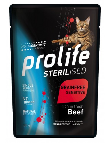 prolife cat sterilised adult busta 85gr beef zpu.40403
