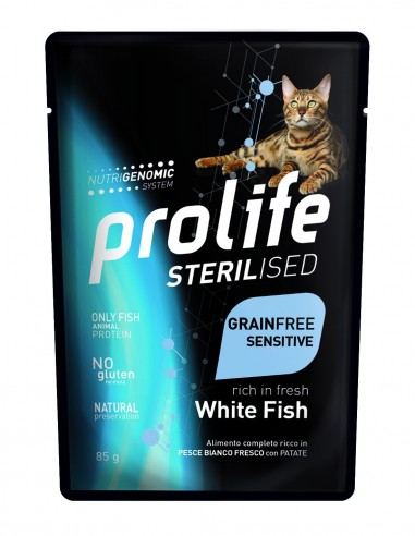 prolife cat sterilised adult busta 85gr white fish zpu.40427