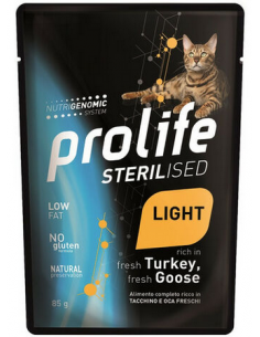 prolife cat sterilised adult light busta 85gr turkey&fresh goose zpu.40489