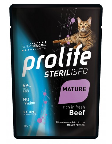 prolife cat sterilised mature busta 85gr beef zpu.40502
