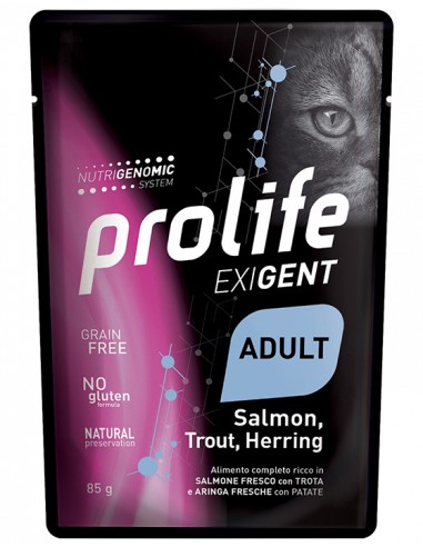 prolife cat exigent adult busta 85gr salmon/trout&herring zpu.40533