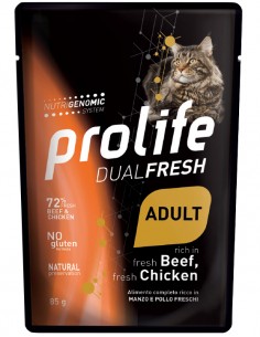 prolife cat dualfresh adult busta 85gr beef&chicken zpu.40335