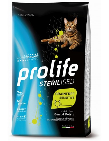 prolife cat adult 1,5kg sterilised sensitive grain free quail&potato zpd.35966