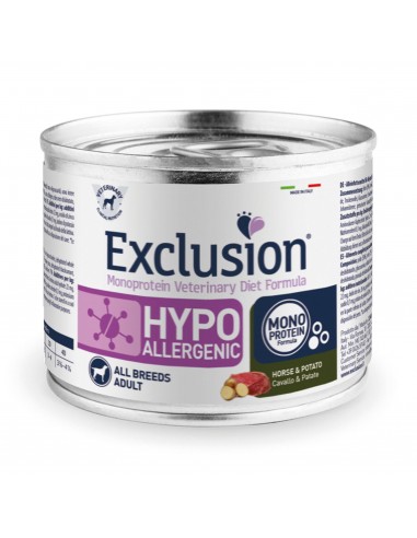 exclusion diet dog 200gr adult all breed hypoallergenic horse&potato hm20
