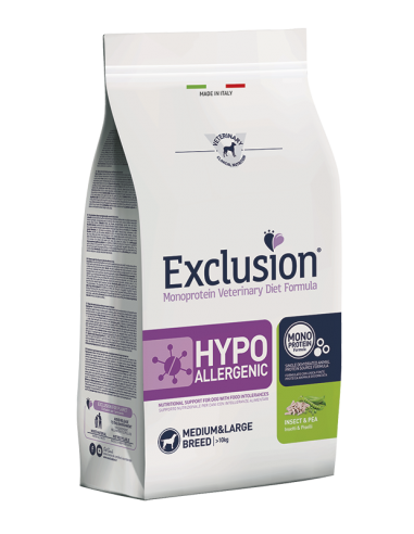 exclusion diet dog 12kg adult medium/large hypoallergenic insect and pea hyim11