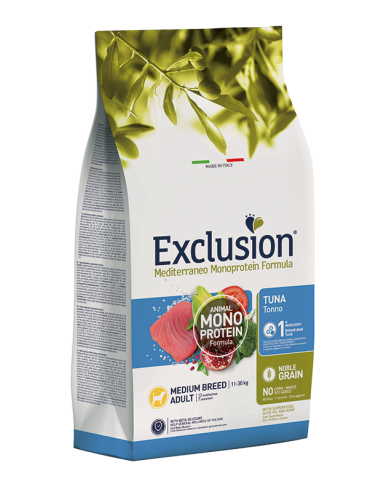 exclusion dog monoprotein noble grain 12kg adult medium breed tonno ngatm12