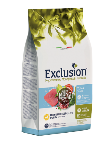 exclusion dog monoprotein noble grain 12kg puppy medium breed tonno ngptm12