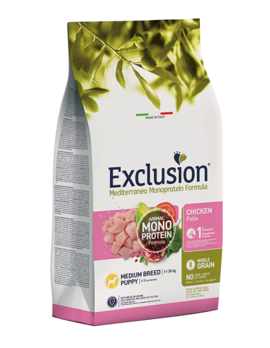 exclusion dog monoprotein noble grain 3kg puppy medium breed pollo ngpcm03