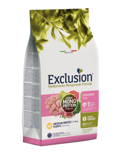 exclusion dog monoprotein noble grain 12kg puppy medium breed pollo ngpcm12