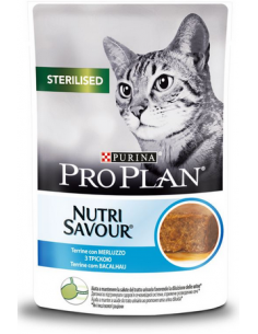 PRO PLAN CAT 85GR BUSTA STERILISED TENERI PEZZETTI IN MOUSSE CON MERLUZZO 12424536