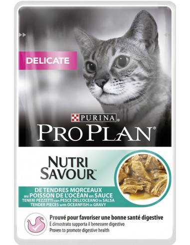 pro plan cat 85gr busta adult delicate teneri pezzetti con pesce dell'oceano in salsa  cod.12248792 off
