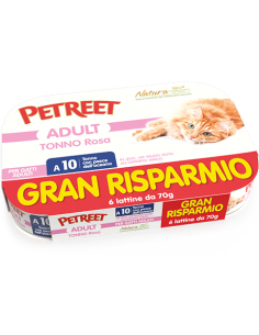 petreet nat 6x70gr tonno rosa con pesce dell'oceano a53079