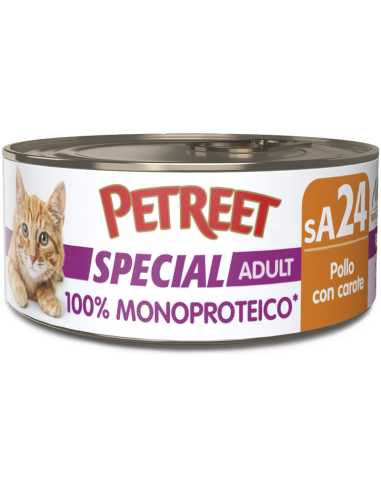 petreet natura 60gr 100% pollo con carote monoproteico a55040 (ex a55034)