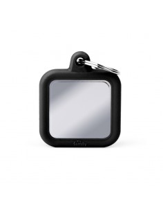 MY FAMILY MEDAGLIA QUADRATO OTTONE CROMATO CON GOMMA NERA HUSHTAG HTB03BLACK