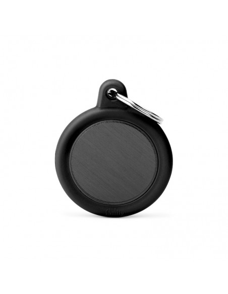MY FAMILY MEDAGLIA CERCHIO ALLUMINIO NERO CON GOMMA HUSHTAG HTA04BLACK