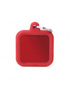 MY FAMILY MEDAGLIA QUADRATO ALLUMINIO ROSSO CON GOMMA HUSHTAG HTA03RED