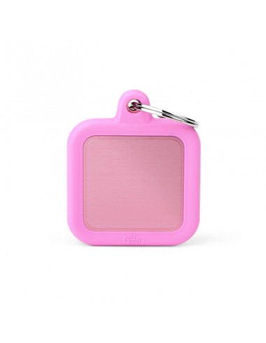 MY FAMILY MEDAGLIA QUADRATO ALLUMINIO ROSA CON GOMMA HUSHTAG HTA03PINK