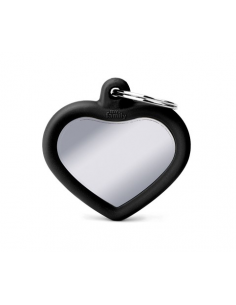 MY FAMILY MEDAGLIA CUORE OTTONE CROMATO CON GOMMA NERA HUSHTAG HTB02BLACK