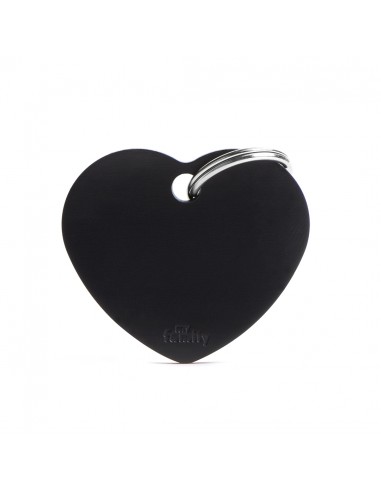 MY FAMILY MEDAGLIA CUORE GRANDE NERO BASIC ALLUMINIO MFB36