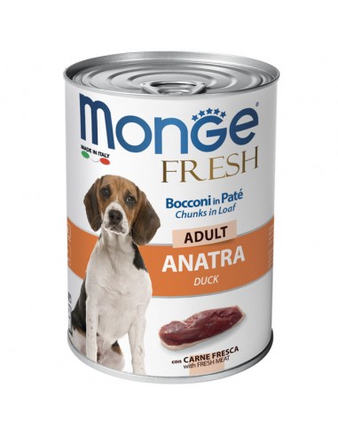 monge dog 400gr fresh bocconi in pate anatra