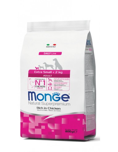 monge dog 3kg adult extra small daily line pollo