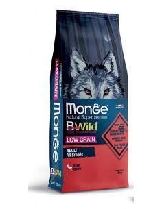 monge dog 12kg adult bwild low grain all breeds cervo