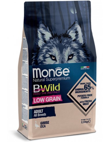 monge dog 2,5kg adult bwild low grain all breeds oca