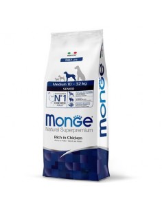 monge dog 12kg senior medium daily line pollo