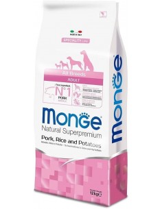monge dog 12kg puppy&junior all breeds monoprotein maiale riso e patate