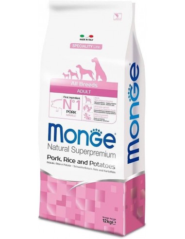 monge dog 12kg puppy&junior all breeds monoprotein maiale riso e patate