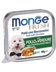 monge dog 100gr fresh pate vaschetta bocconcini pollo e verdure