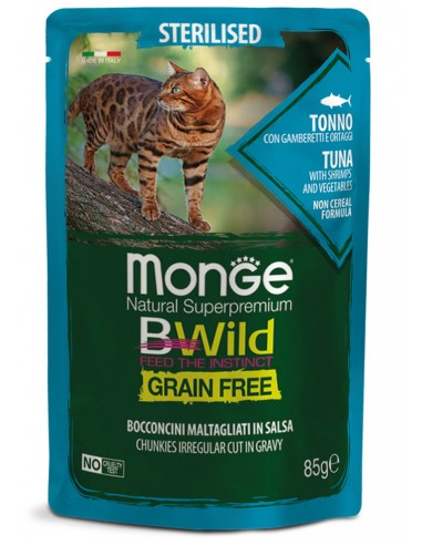 monge cat 85gr bwild sterilised tonno/gamberetti/ortaggi