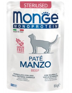 monge cat 85gr busta monoprotein sterilised pate' manzo