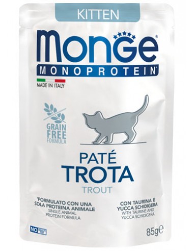 monge cat 85gr busta monoprotein kitten pate' trota