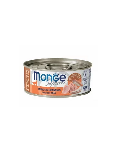 monge cat 80gr lattina supreme sterilizzato tonno granchio