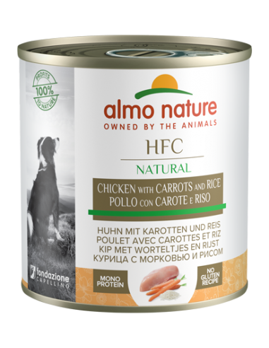 almo dog hfc natural lattina 280gr pollo carote e riso 5561