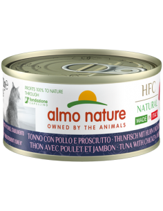almo cat hfc natural made in italy limited edition lattina 70gr tonno con pollo e prosciutto 5483h